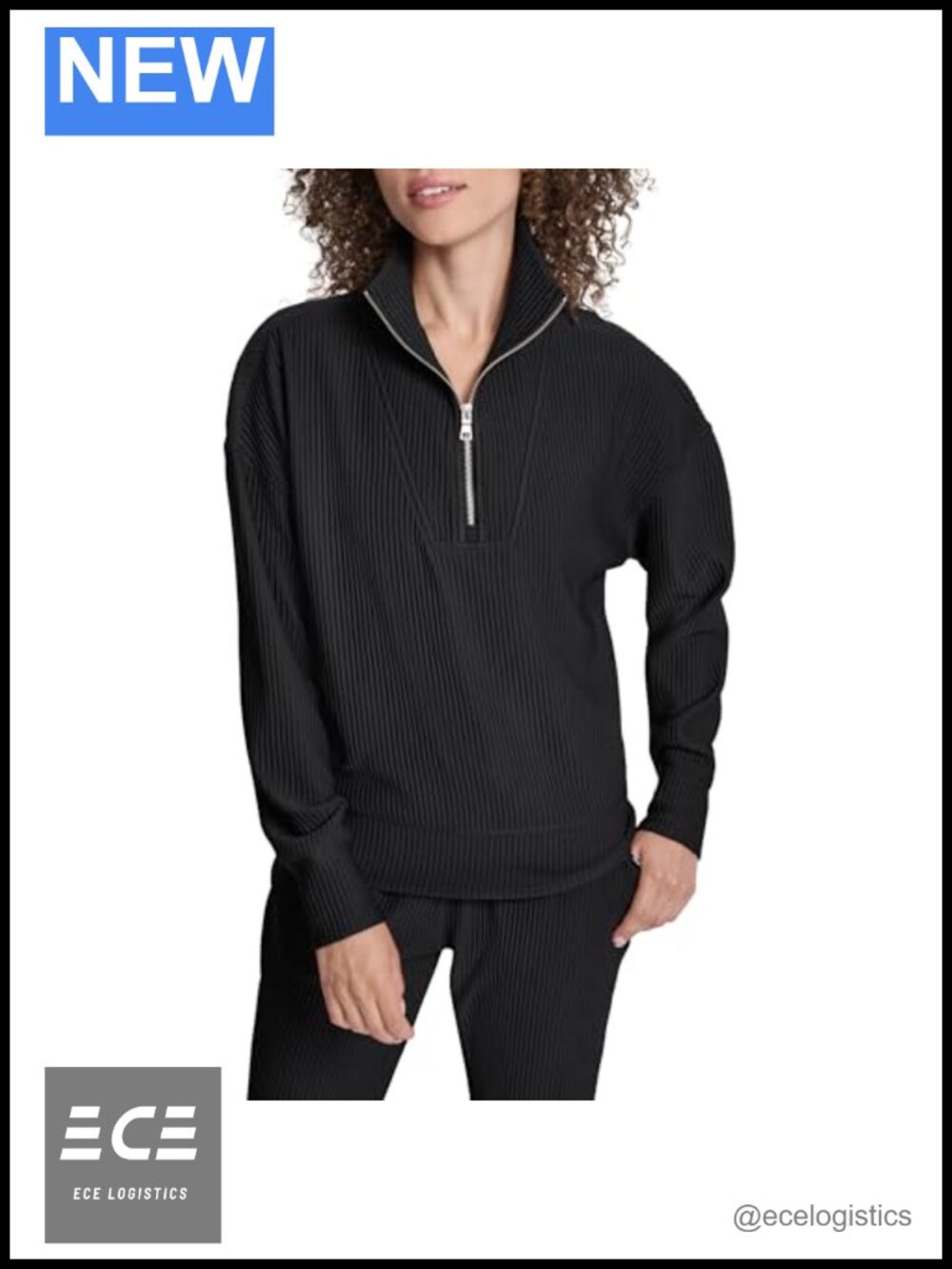 DKNY Tech Ottoman Half Zip Mock Neck Pullover Sweater